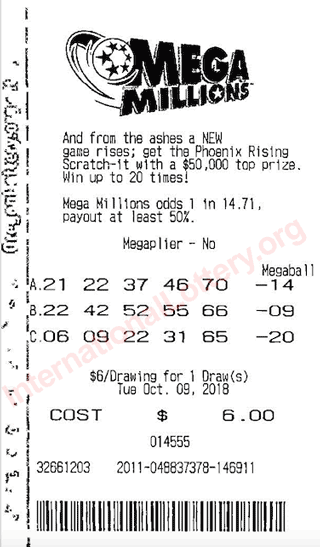 mega millions scanned ticket