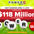 Powerball is now up to $118 million for the next Wednesday’s drawing