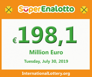 The jackpot SuperEnalotto raises to 198.1 million Euro for July 30, 2019