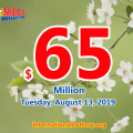 Mega Millions results of August 09, 2019, Jackpot is at $65 million