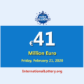 EuroMillions Lottery Jackpot is €41 million euro now