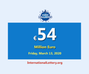 EuroMillions Lottery raises to €54 million euro for March 13, 2020