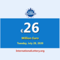 The results of Euro Millions Lottery on July 24, 2020; Jackpot is €26 million Euro