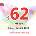 Mega Millions jackpot climbs to $62 million for July 03, 2020