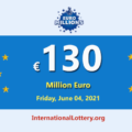 4 players won the second prizes; Euro Millions Lottery jackpot is €130 million