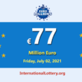 5 players won the second prizes; EuroMillions lottery jackpot is €77 million