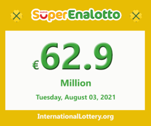 Jackpot SuperEnalotto raises to €62.9 million on August 03, 2021