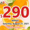 2021/08/18: 3 lucky players win million dollar prizes; Powerball jackpot is $290 million