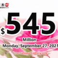 2021/09/25: Four lucky players win million dollar prizes; Powerball jackpot is $545 million