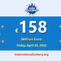 3 players won the second prizes; EuroMillions lottery jackpot is €158 million