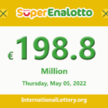 The jackpot SuperEnalotto raises to €198.8 million Euro for May 05, 2022