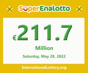 SuperEnalotto jackpot climbs to €211,700,000, Jackpot winner has not appeared yet