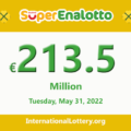 The jackpot SuperEnalotto raises to €213.5 million for May 31, 2022
