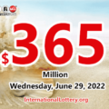 2022/06/27: Two lucky players won million dollar prizes; Powerball jackpot is $365 million