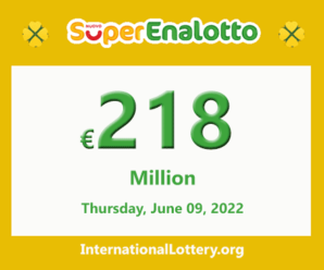 SuperEnalotto jackpot climbs to €218 million, Jackpot winner has not appeared yet