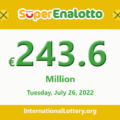 The jackpot SuperEnalotto officially stands at €243,600,000 for the next drawing