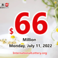 The result of Powerball of America on July 11, 2022; Jackpot is $66 million