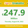 SuperEnalotto jackpot raises continuously to €247.9 million for the next drawing