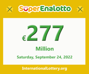 SuperEnalotto jackpot climbs to €277 million, Jackpot winner has not appeared yet
