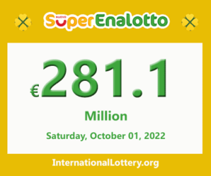 The jackpot SuperEnalotto raises to €281,100,000 for October 1, 2022