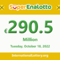 The jackpot SuperEnalotto officially stands at €290,500,000 for the next drawing